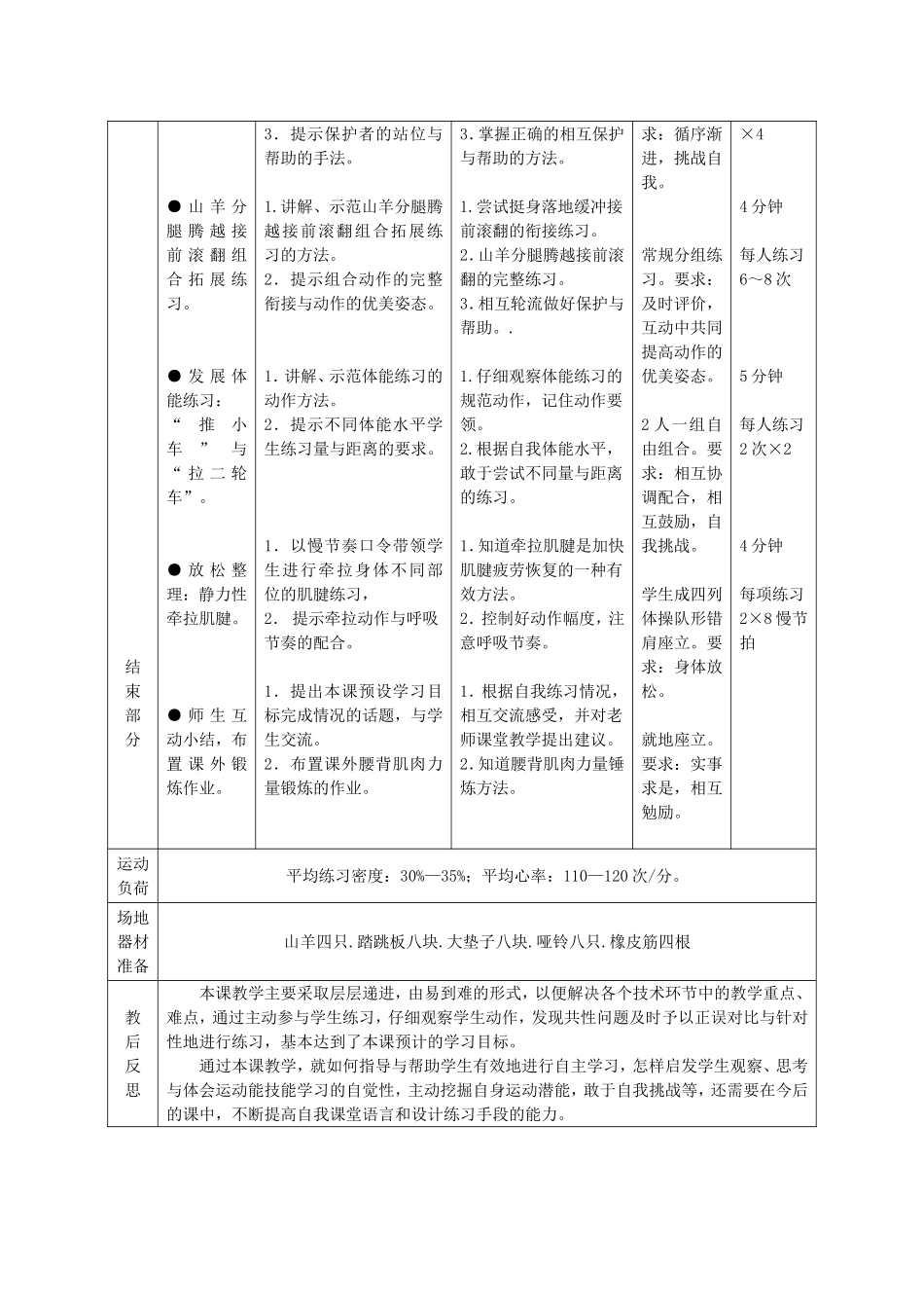 初中《山羊分腿腾越》教学设计、教案_第3页