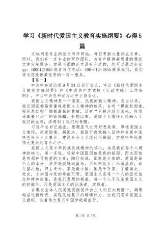 学习《新时代爱国主义教育实施纲要》心得5篇