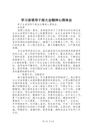 学习省领导干部大会精神心得体会