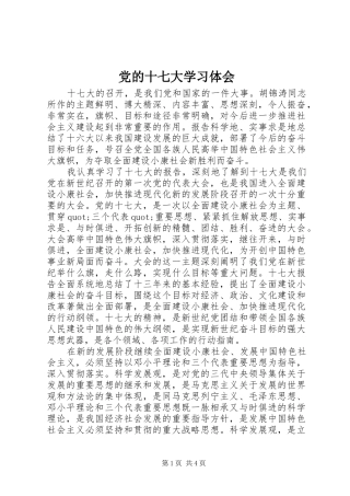 党的十七大学习体会