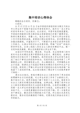 集中培训心得体会