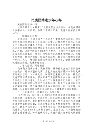 民族团结进步年心得