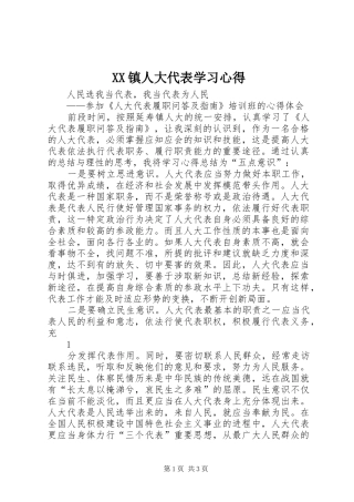 XX镇人大代表学习心得