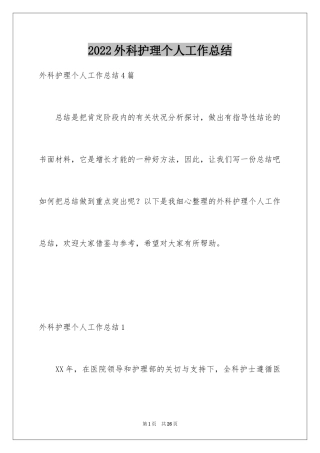 2024外科护理个人工作总结