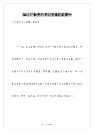 2024厅长党组书记党建述职报告