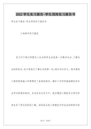2024学生实习报告-学生顶岗实习报告书