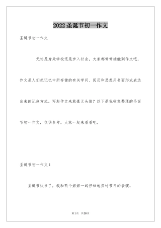 2024圣诞节初一作文