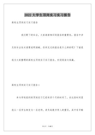 2024大学生顶岗实习实习报告
