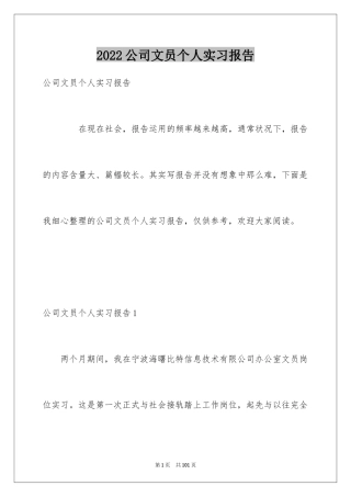 2024公司文员个人实习报告