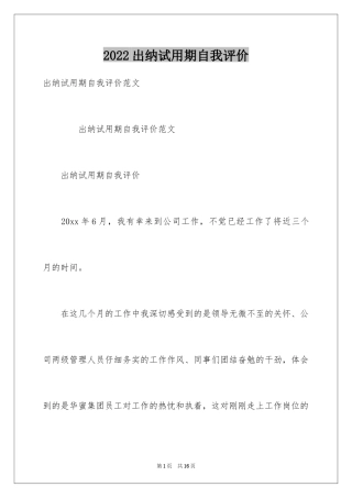 2024出纳试用期自我评价_1