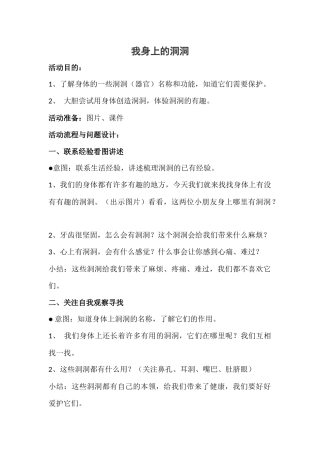 中班科学我身上的洞洞