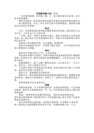 对我影响最大的一个人
