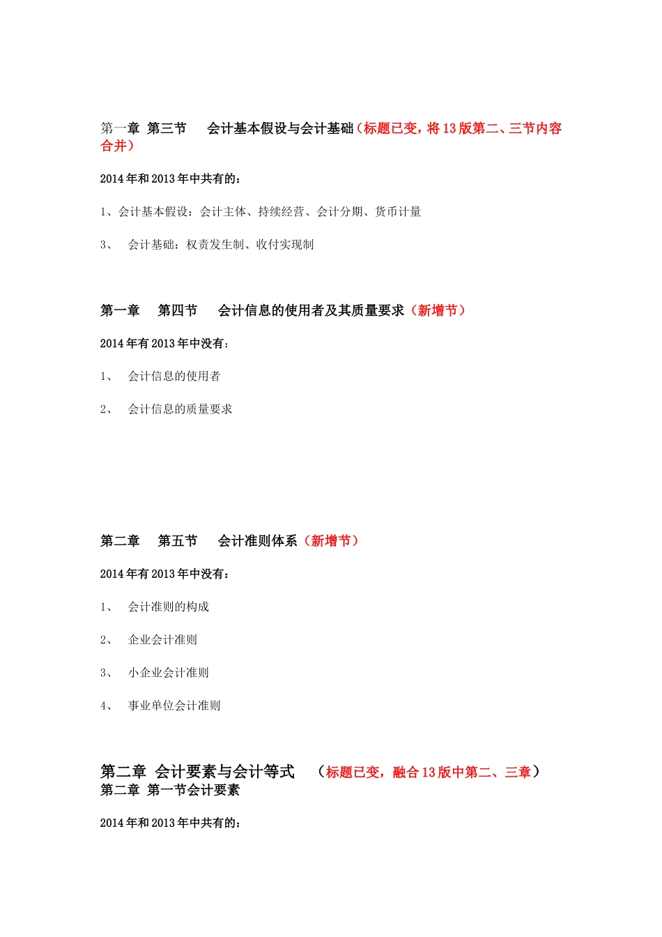 会计基础2013和2014考试大纲比较_第2页
