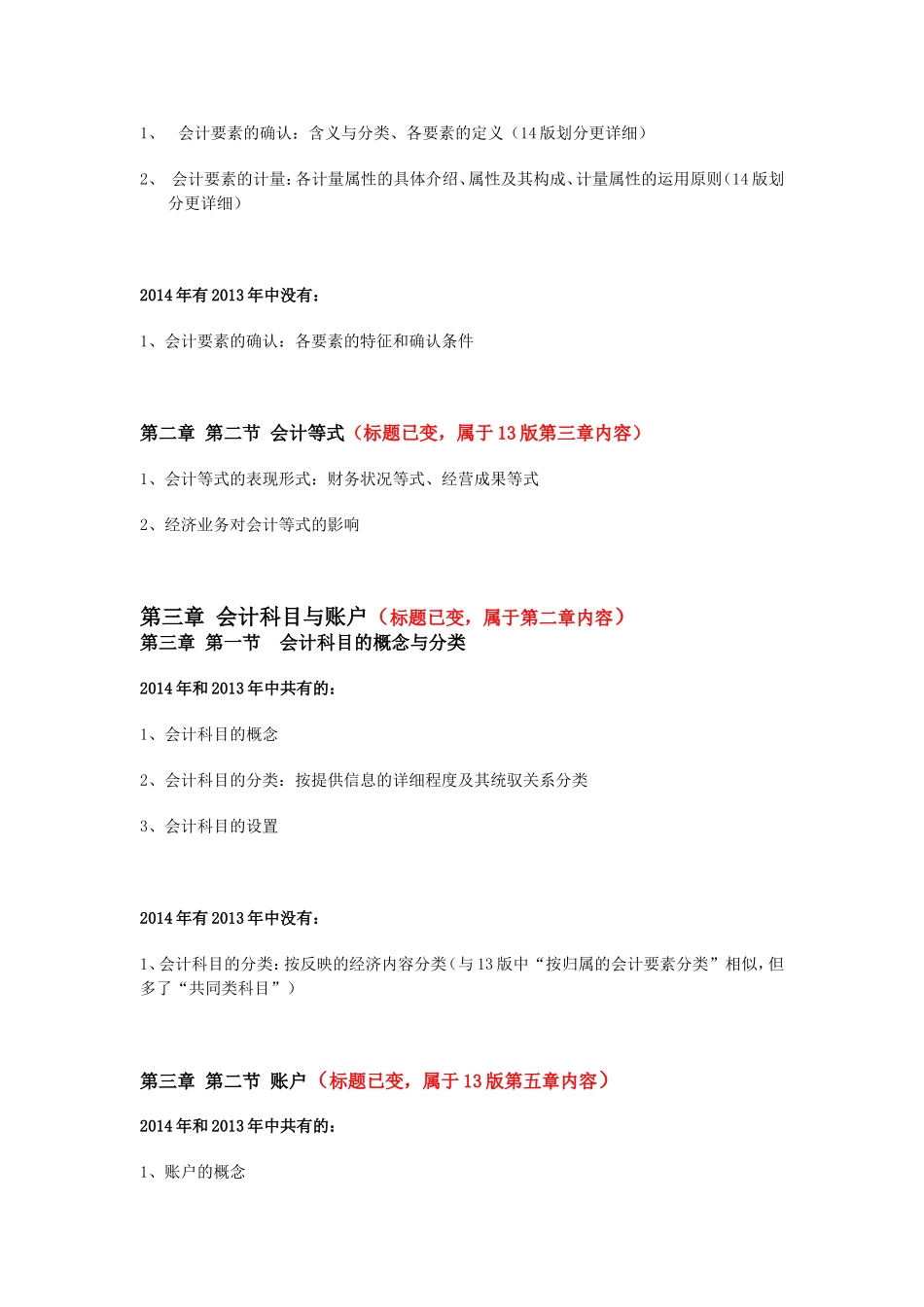 会计基础2013和2014考试大纲比较_第3页