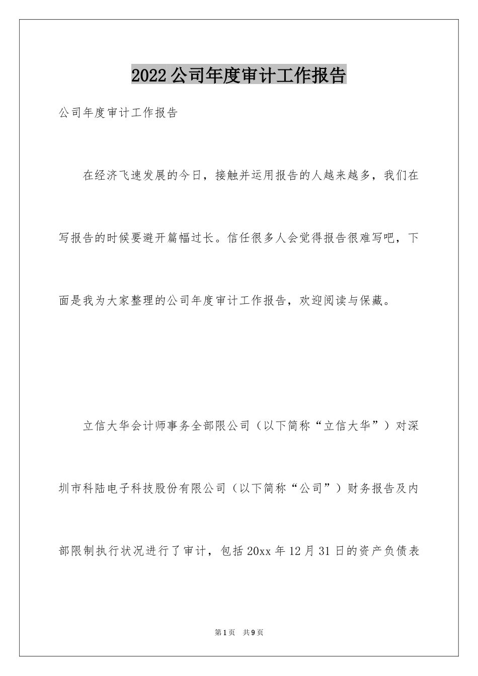 2024公司年度审计工作报告_第1页