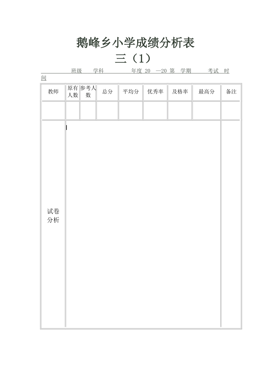 成绩分析表 (2)_第1页
