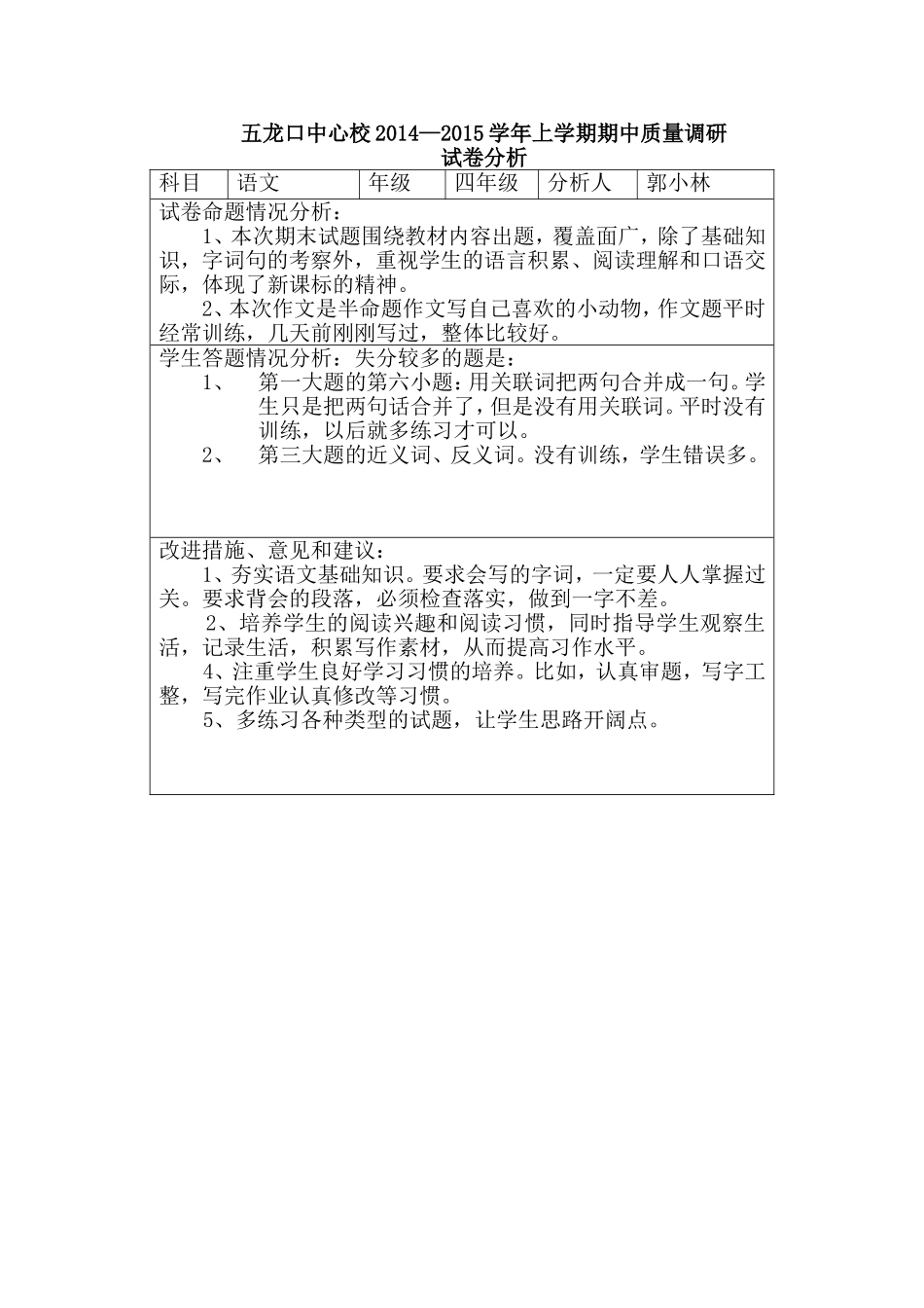 四语期中试卷分析郭小林_第1页