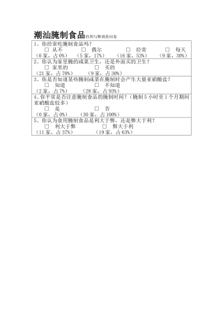 潮汕腌制食品的利与弊调查问卷