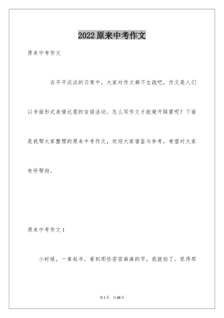 2024原来中考作文