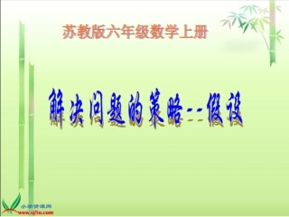 苏教版数学六年级上册《解决问题的策略--假设》PPT课件