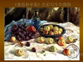 《葡萄和苹果》色彩写生步骤图