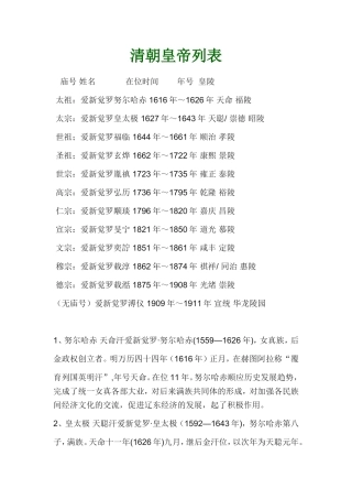清朝皇帝列表
