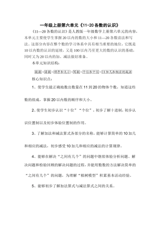 一年级上册第六单元11-20各数的认识