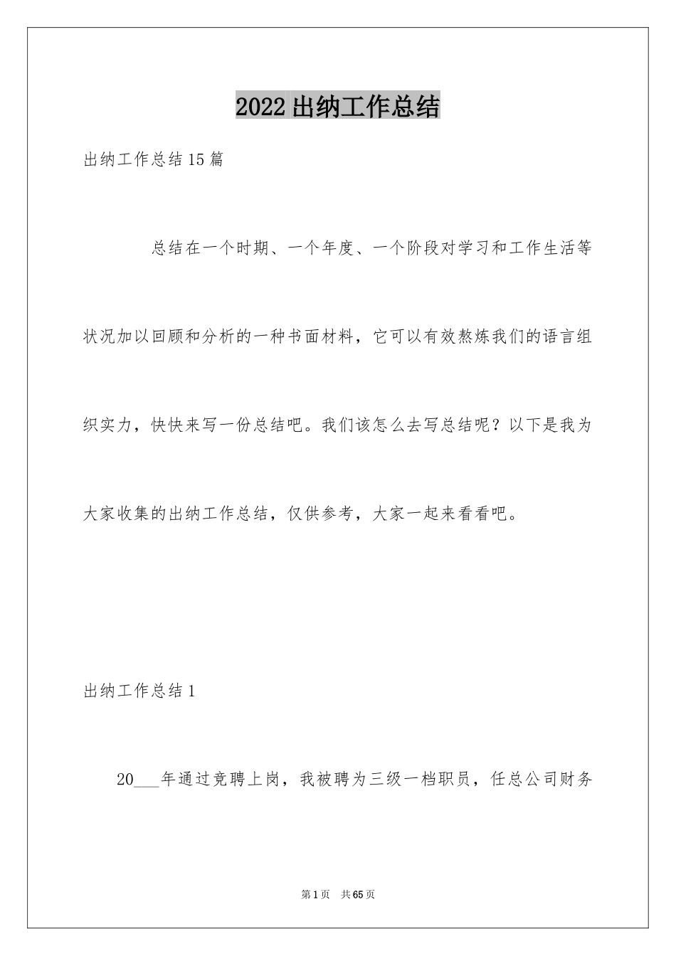 2024出纳工作总结_64_第1页