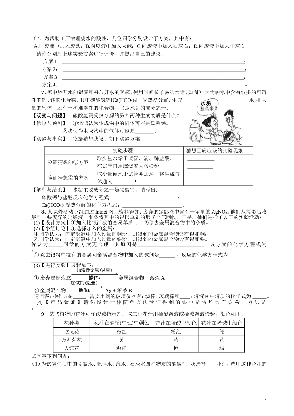 专题复习：化学探究性试题_第3页