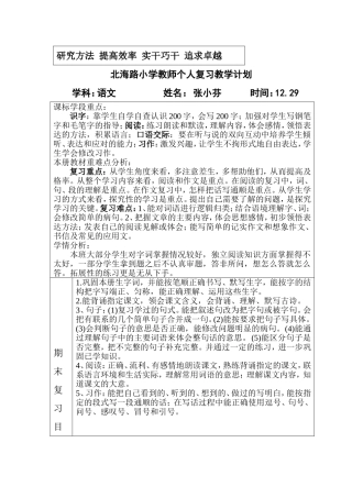 北海路小学期末复习计划样表