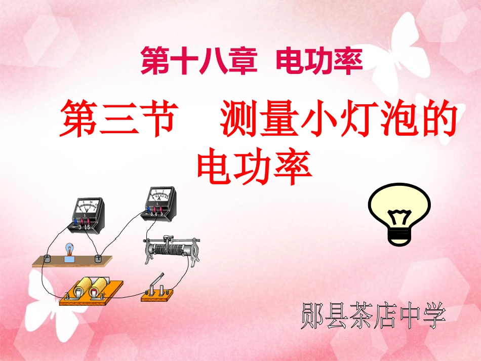 2013年新人教版九年级物理课件183测量小灯泡的电功率_第1页