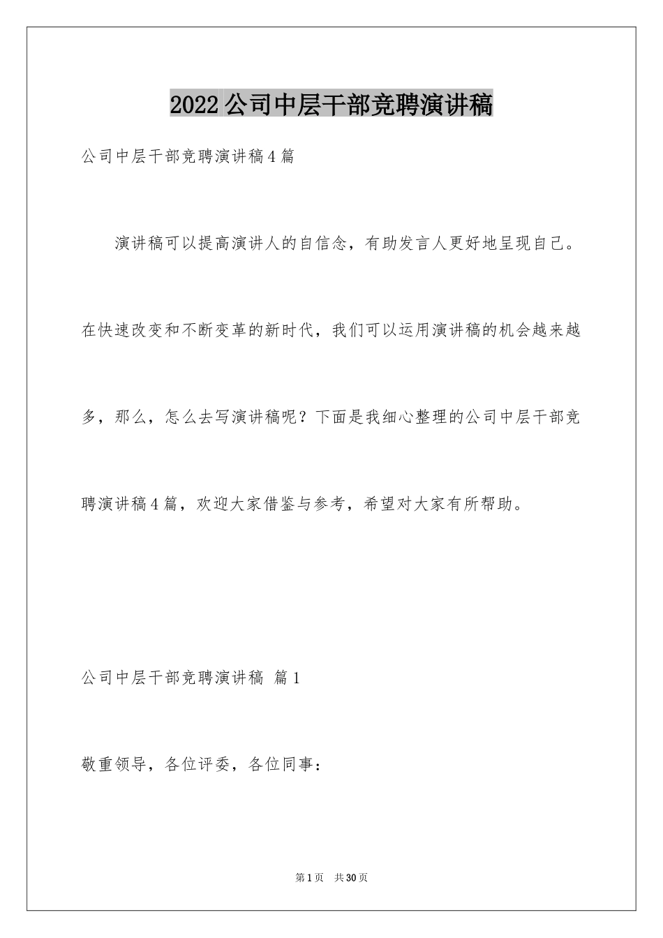 2024公司中层干部竞聘演讲稿_2_第1页