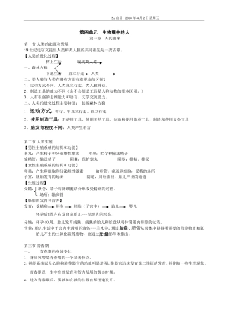 人教版七年级下册生物学考试复习提纲