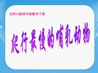 北师大版数学四年级下册《爬行最慢的哺乳动物》课件