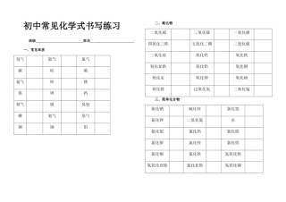 初中常见化学式书写练习