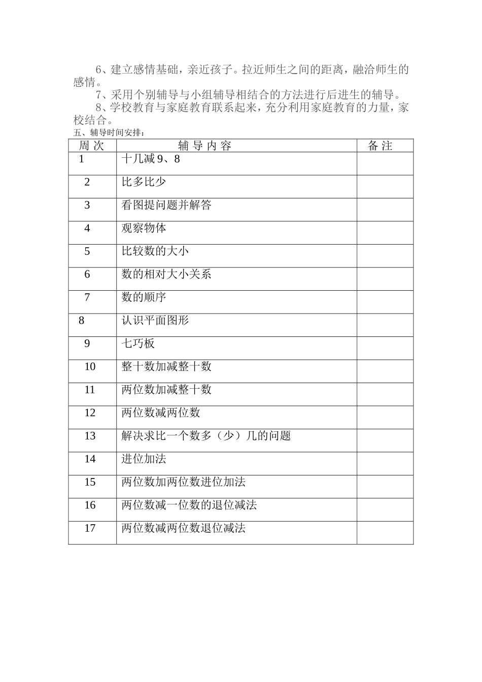 一年级数学学困生辅导计划_第2页