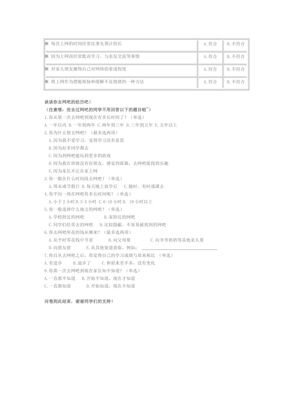 小学生上网情况调查问卷 (3)_第2页