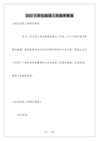2024大班包装袋上的秘密教案