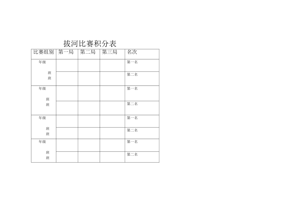 拔河比赛积分表_第1页