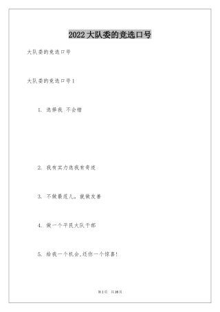 2024大队委的竞选口号