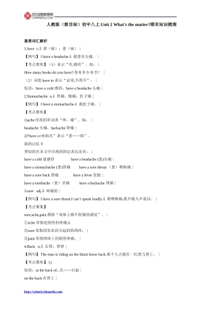 人教版（新目标）初中八上Unit2What'sthematter期末知识梳理