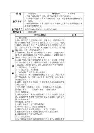 鸡兔同笼问题
