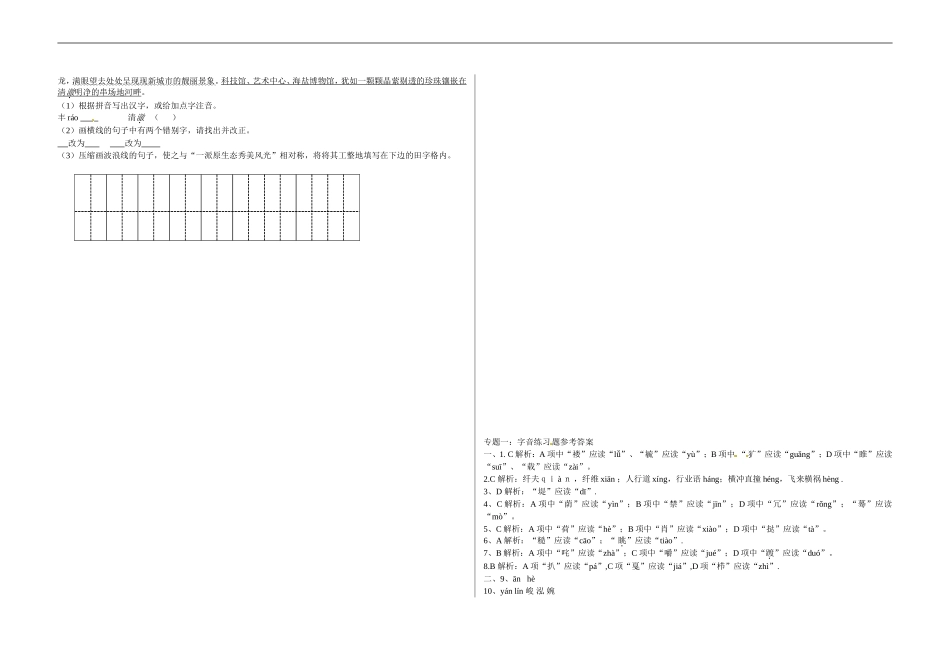 2015届中考语文考点专题集训【专题1】字音（含答案）_第2页