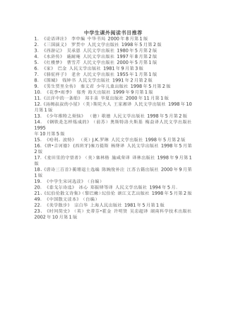 阅读书目推荐