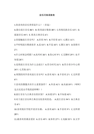 音乐问卷调查表