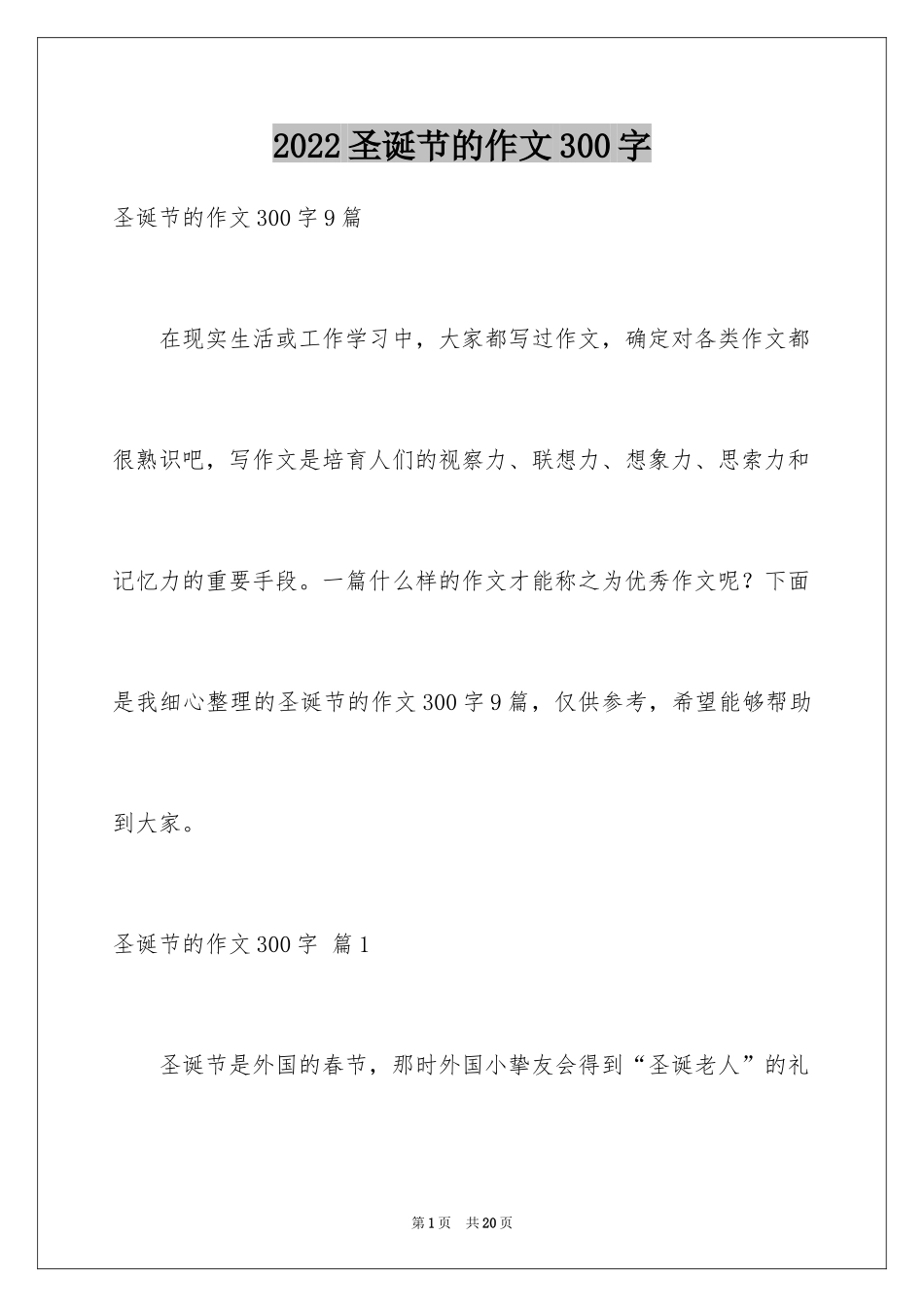 2024圣诞节的作文300字_6_第1页