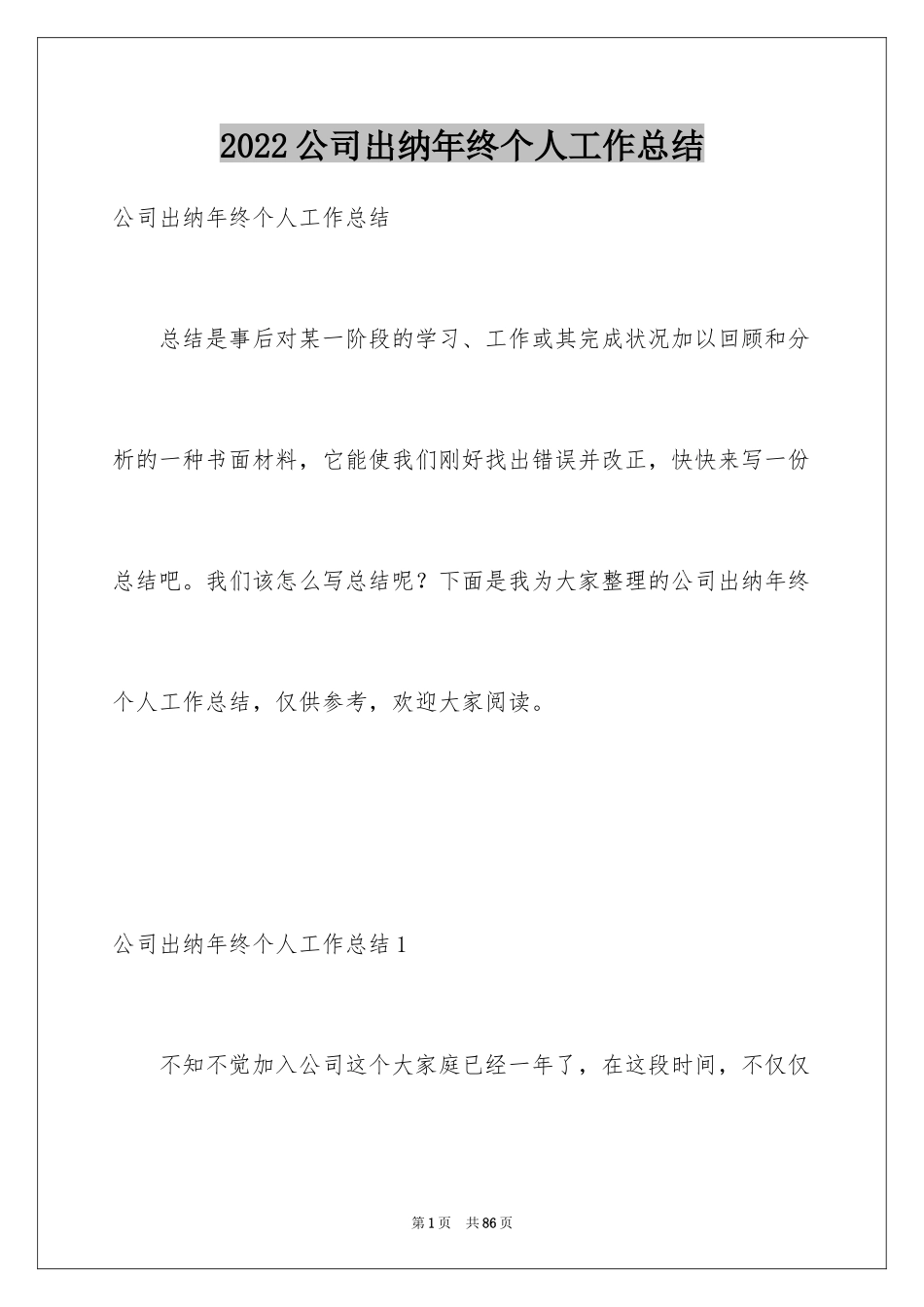 2024公司出纳年终个人工作总结_第1页