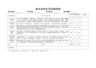 学生和家长对教师评价表