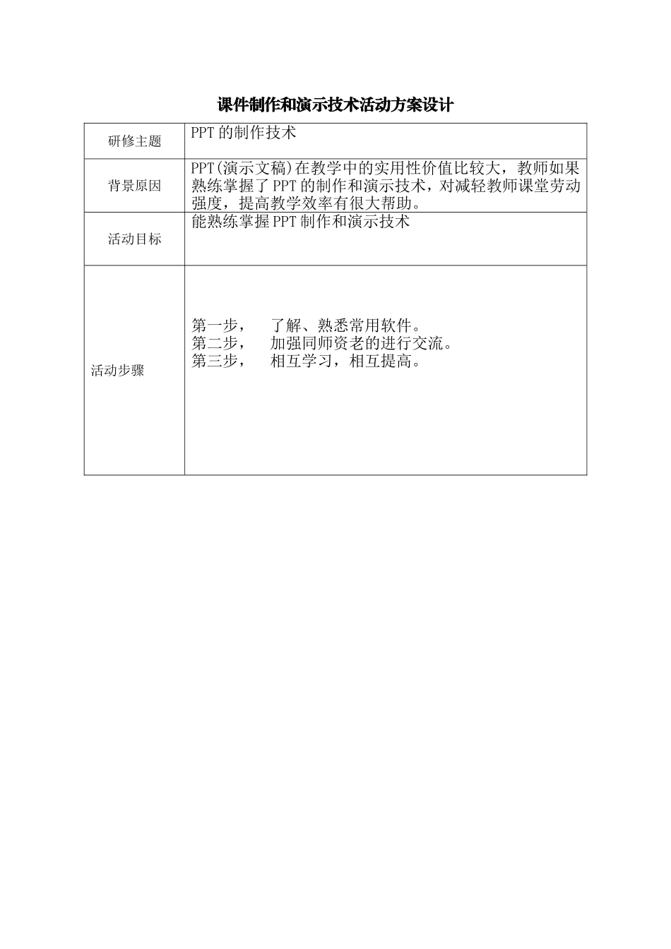 课件制作和演示技术活动方案设计_第1页