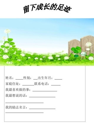 小学生成长记录档案袋